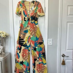 Ganni Vibrant Leaf Print Jumpsuit